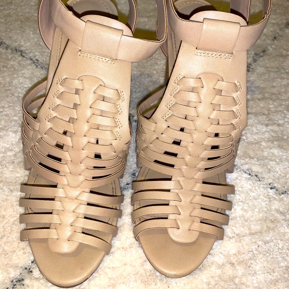 Tan block heels